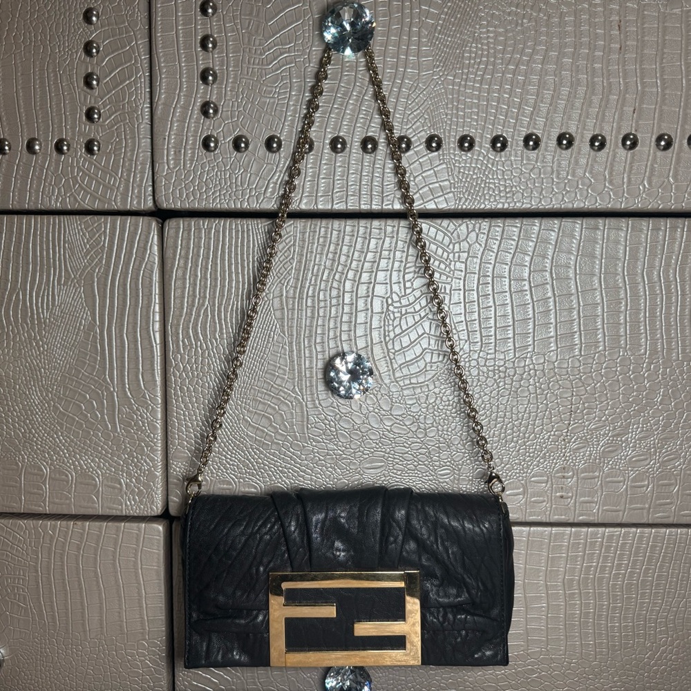Fendi Crinkled Lambskin Mia Pochette